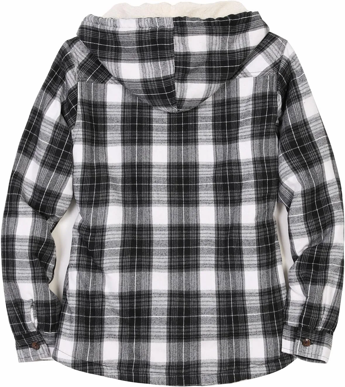 ThCreasa Womens Sherpa Lined Plaid Hooded Flannel Jacket with Hand Pockets Button Down Shirt Jackets
