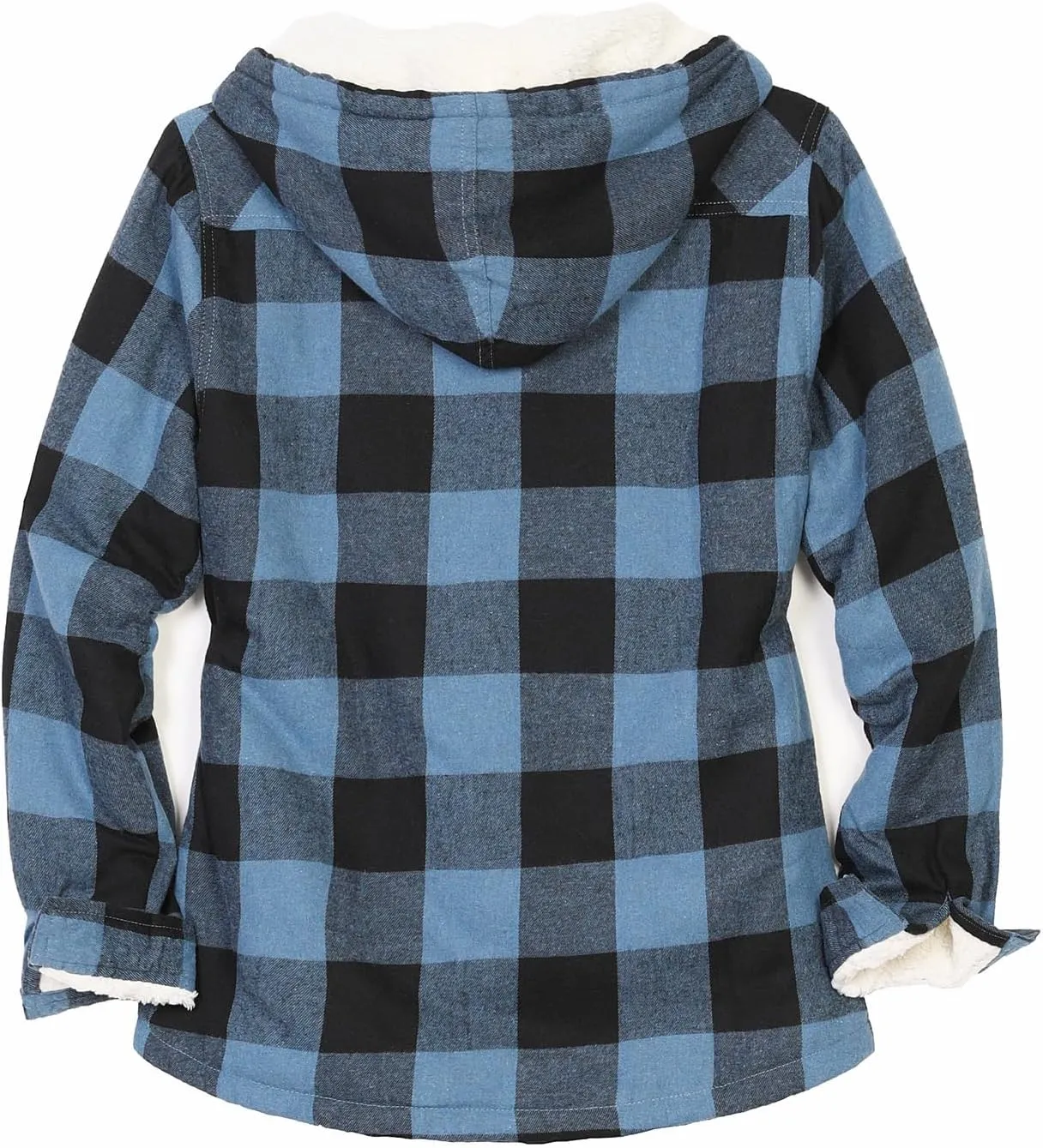 ThCreasa Womens Sherpa Lined Plaid Hooded Flannel Jacket with Hand Pockets Button Down Shirt Jackets