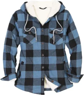 ThCreasa Womens Sherpa Lined Plaid Hooded Flannel Jacket with Hand Pockets Button Down Shirt Jackets