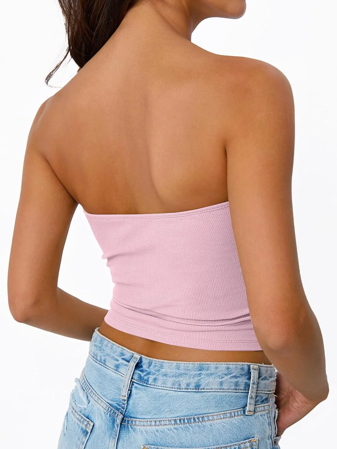 Trendy Queen Tube Tops for Women 2025 Summer Going Out Crop Ribbed Tank Bandeau Sexy Fashion Y2k Spring Sleeveless Bra