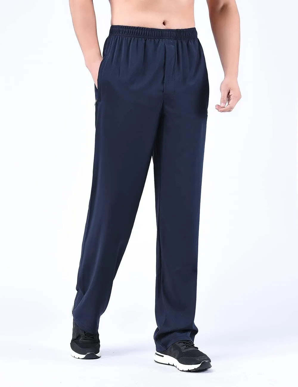 Zoulee Men's Summer Casual Zipper Fly Closure Jogger Sweatpants Quick-Drying Pants