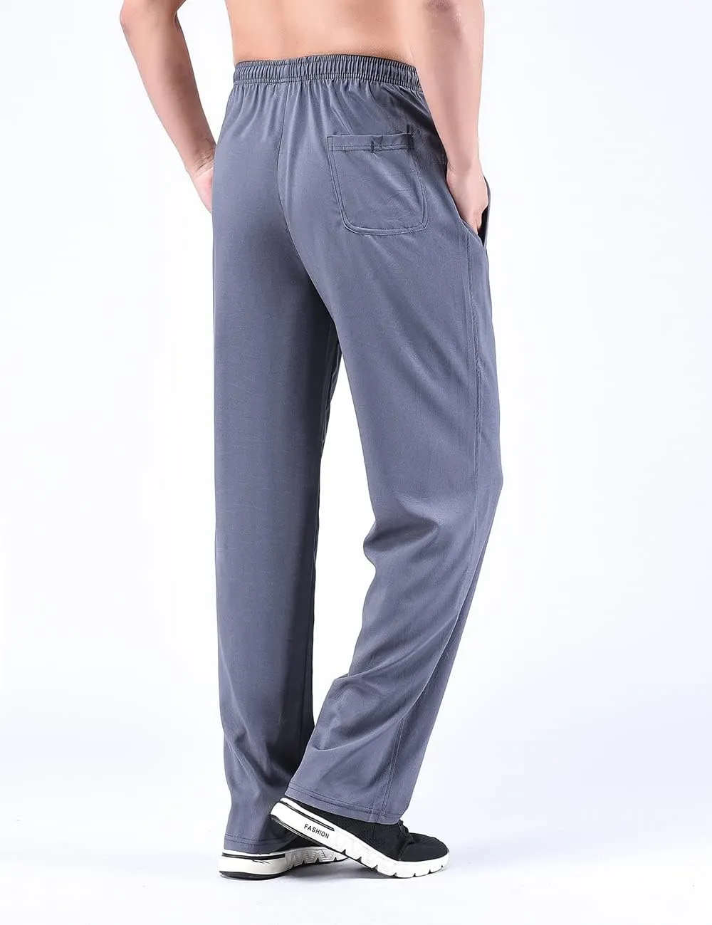 Zoulee Men's Summer Casual Zipper Fly Closure Jogger Sweatpants Quick-Drying Pants