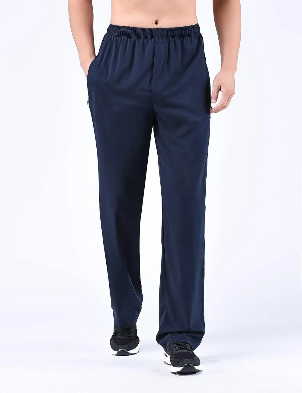 Zoulee Men's Summer Casual Zipper Fly Closure Jogger Sweatpants Quick-Drying Pants