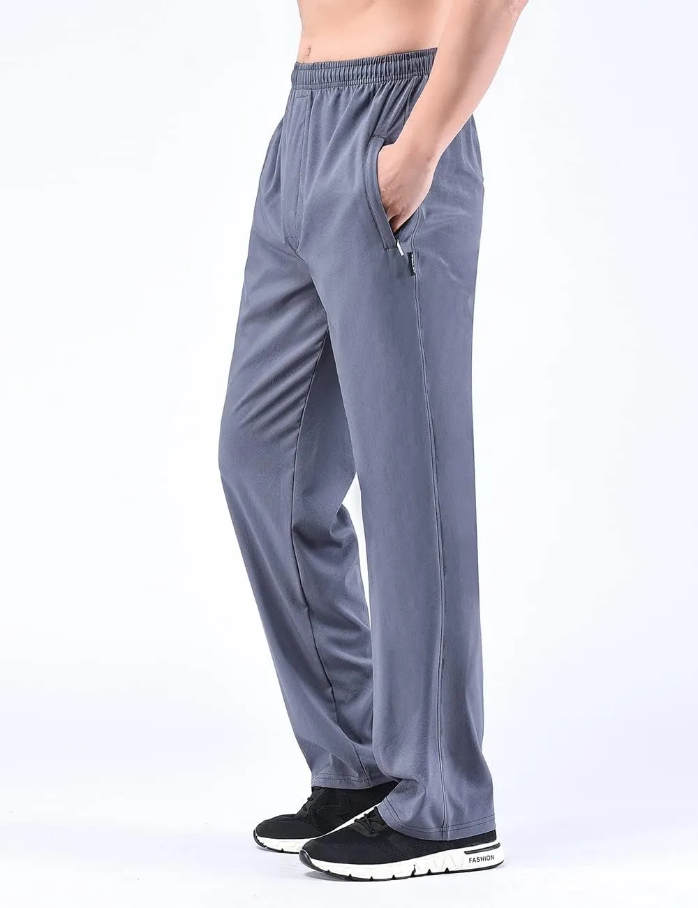 Zoulee Men's Summer Casual Zipper Fly Closure Jogger Sweatpants Quick-Drying Pants