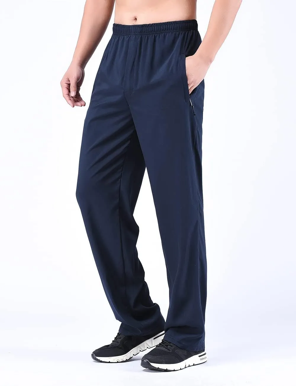 Zoulee Men's Summer Casual Zipper Fly Closure Jogger Sweatpants Quick-Drying Pants