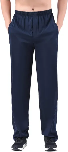 Zoulee Men's Summer Casual Zipper Fly Closure Jogger Sweatpants Quick-Drying Pants