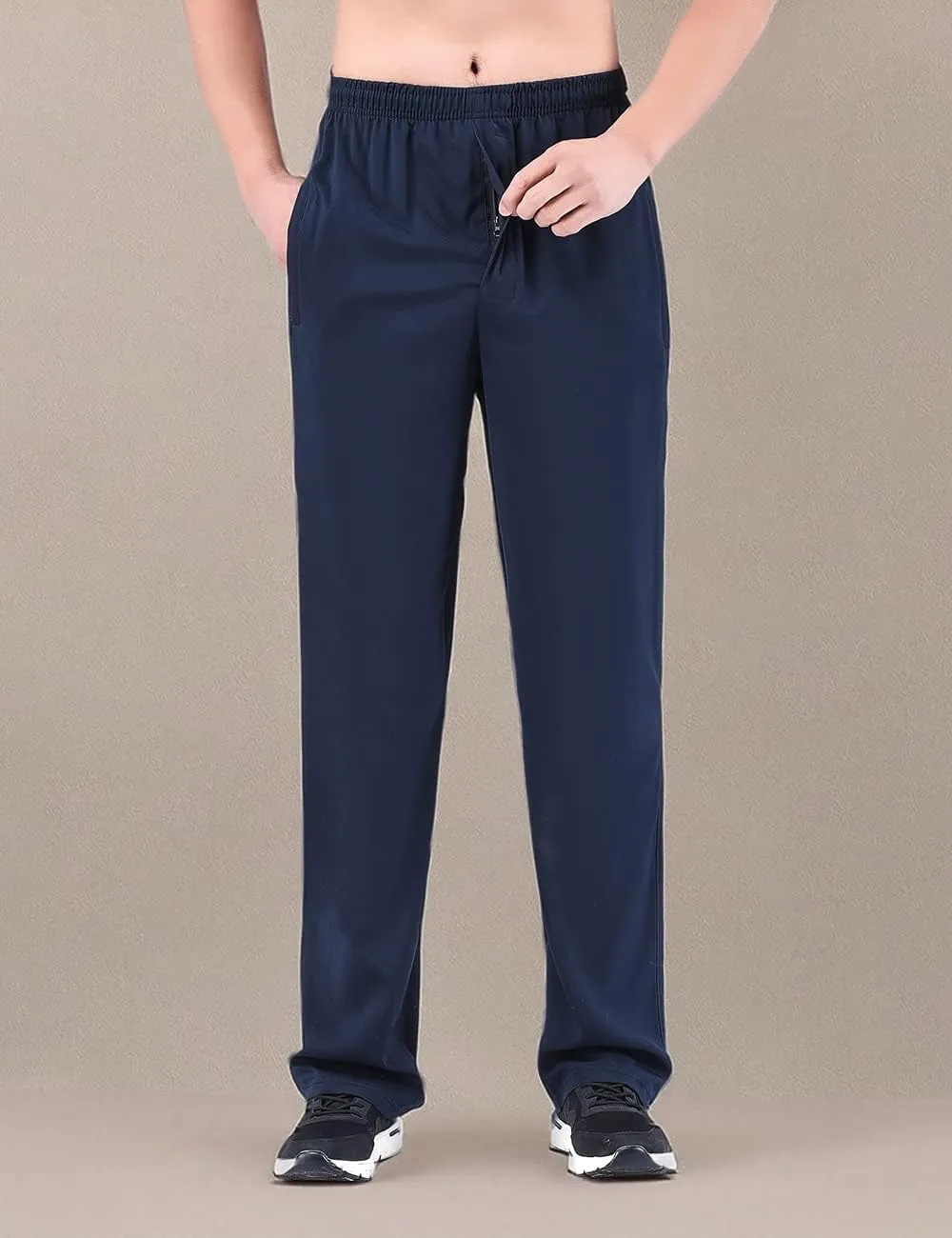 Zoulee Men's Summer Casual Zipper Fly Closure Jogger Sweatpants Quick-Drying Pants