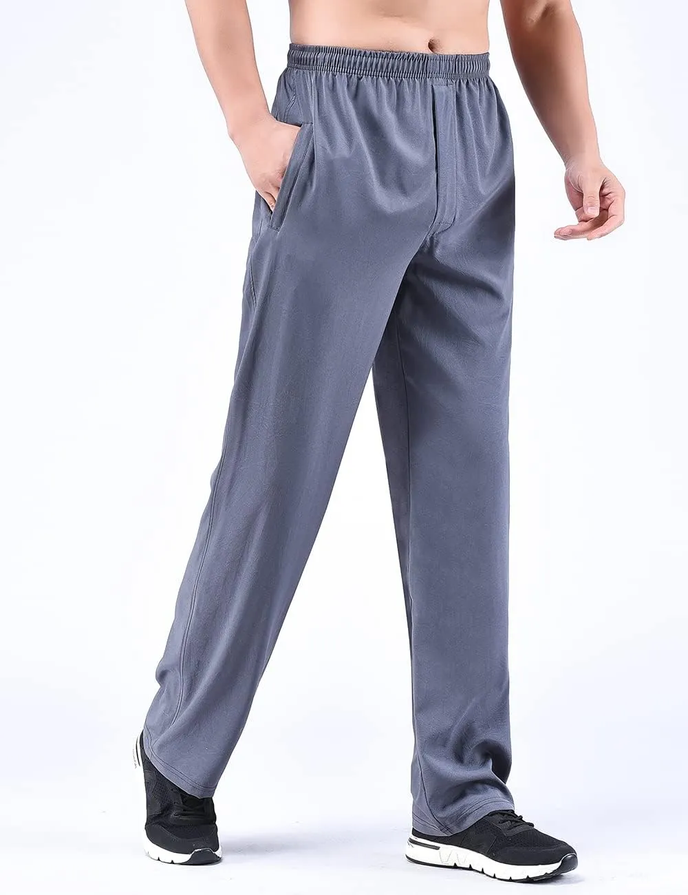 Zoulee Men's Summer Casual Zipper Fly Closure Jogger Sweatpants Quick-Drying Pants