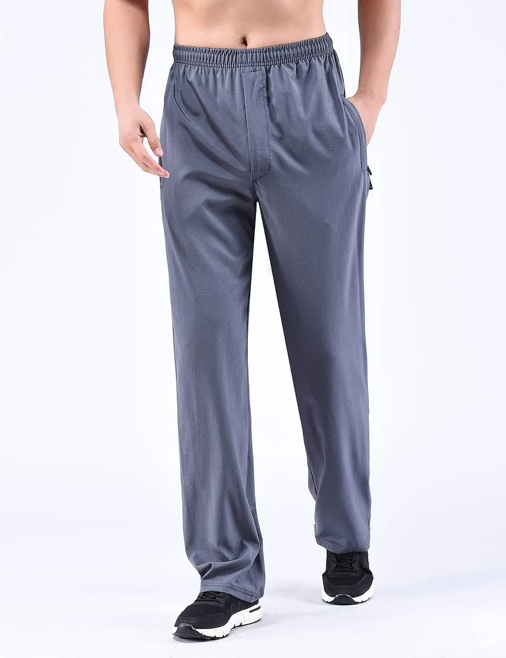 Zoulee Men's Summer Casual Zipper Fly Closure Jogger Sweatpants Quick-Drying Pants